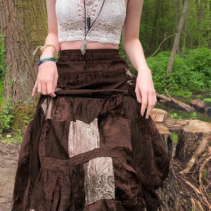 Elegant Pleated Brown A-Line Skirt for Women