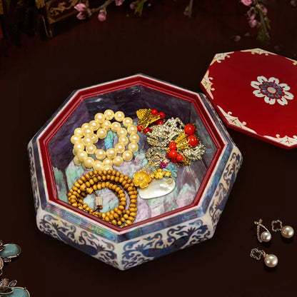 Pearlescent Elegance: Wooden Jewelry Trinket Box