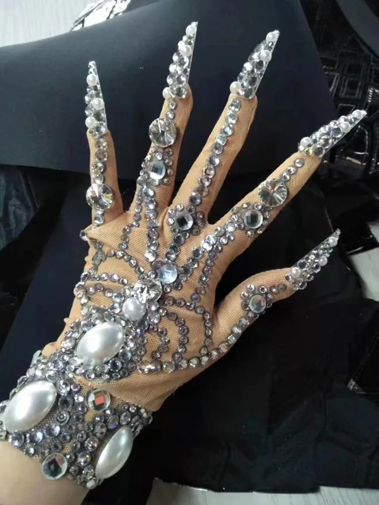 Sparkly Big Crystal Wrist Gloves age Wear