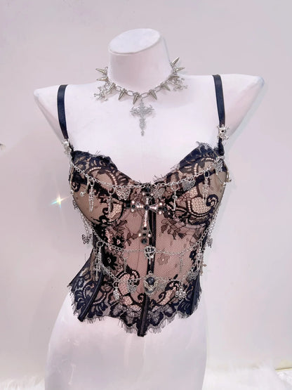 Gothic Y2K Lace Crop Tank
