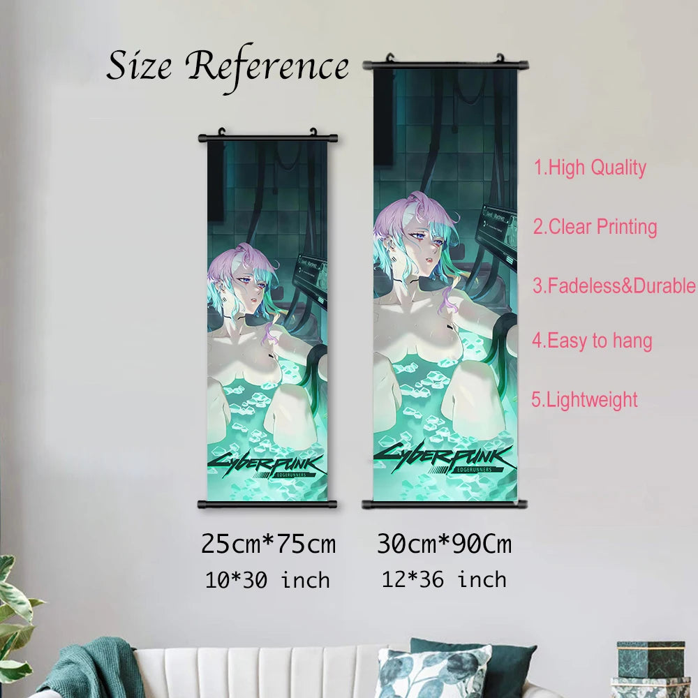 Cyber Rebecca Scroll Canvas: Futuristic Wall Art