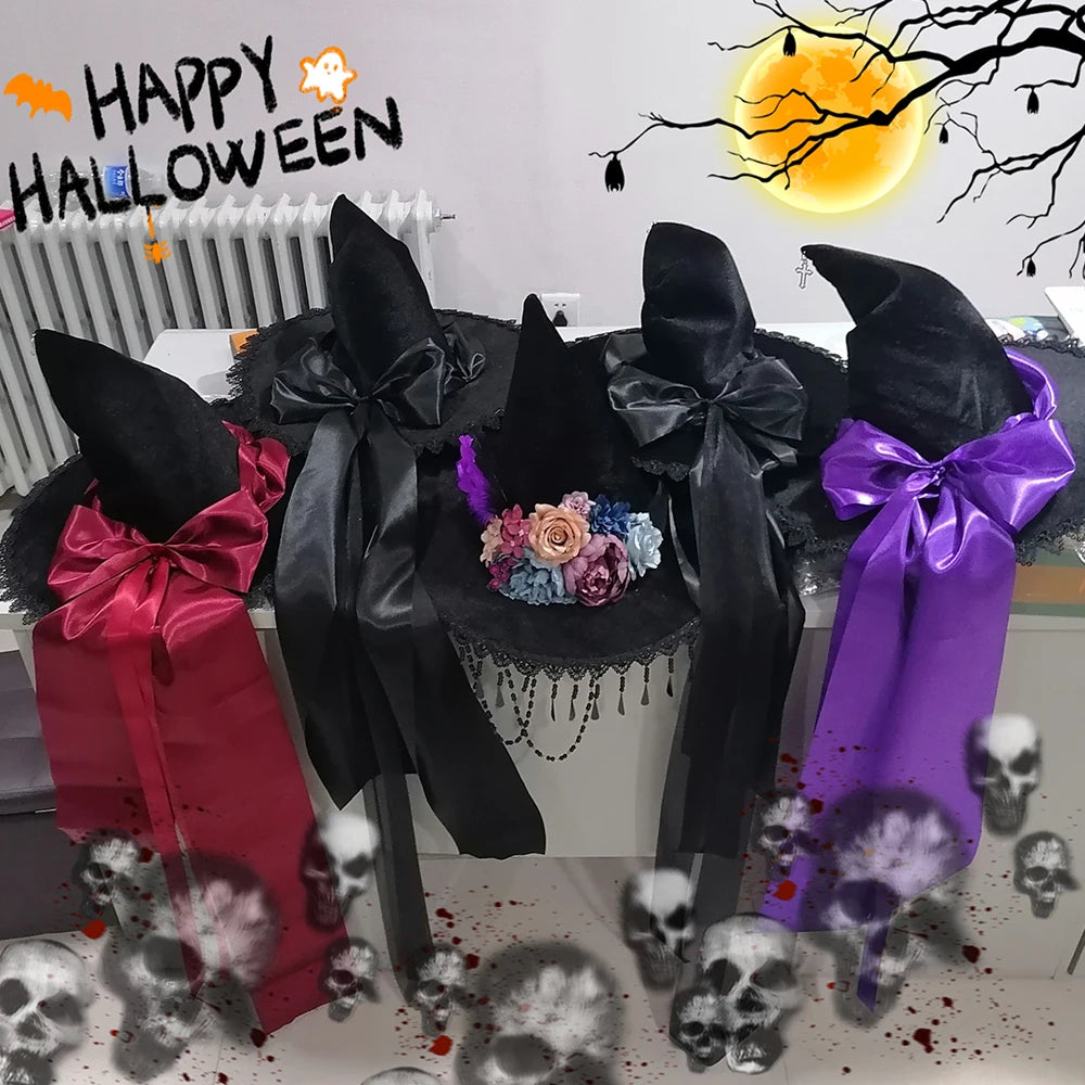 Handmade Lace Witch Pointed Hats