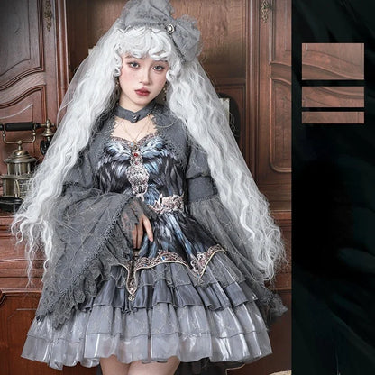 Japanese Victorian Vintage Grey Lolita Halter Dress