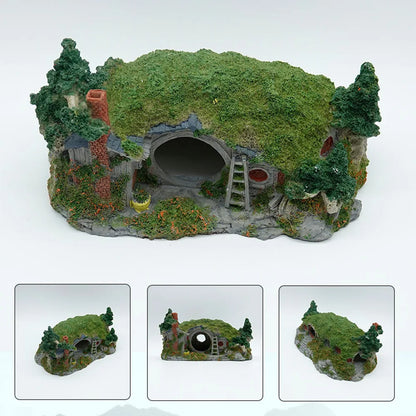 Aquarium Decoration Grass House Resin Cave