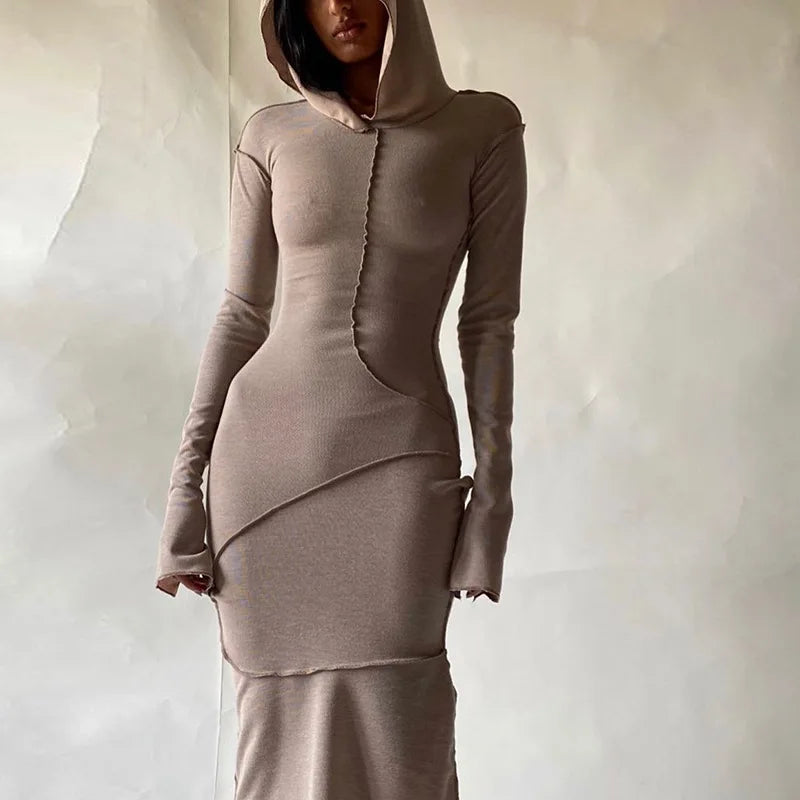 Cozy Chic Patchwork Maxi Hooded Dress