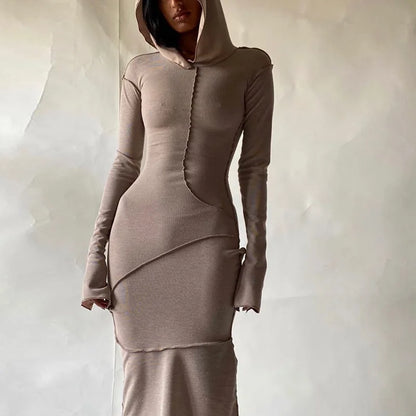 Cozy Chic Patchwork Maxi Hooded Dress