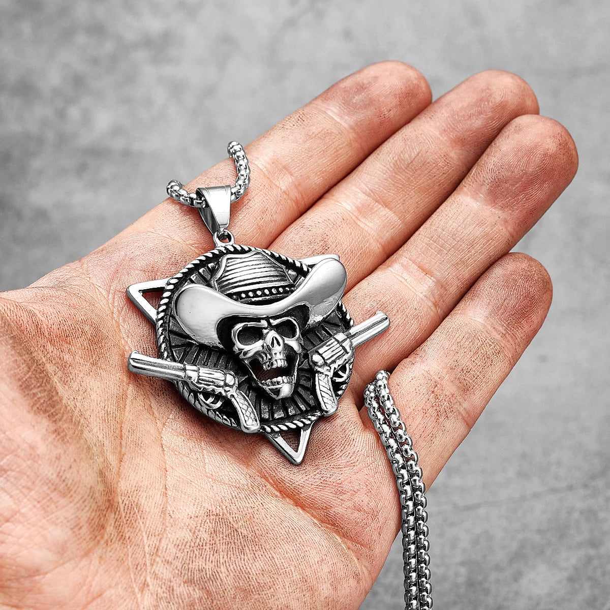 Cowboy Skull Double Gun Necklaces
