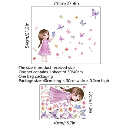 Cute Cartoon Butterfly Girl Wall Sticker Baby Room