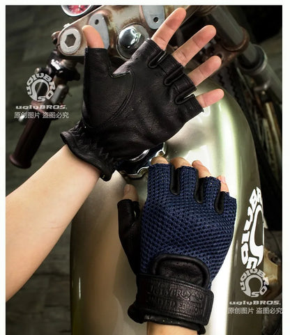 Retro Breeze Half-Finger Motorcycle Gloves