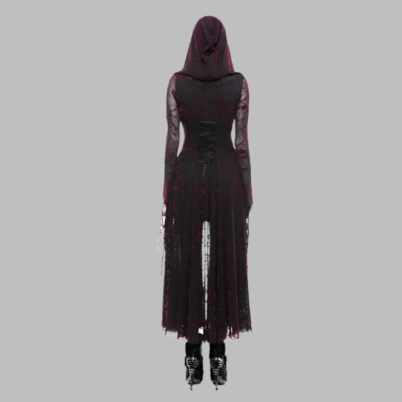 Product Name: Gothic Flame Hooded Lace Dress
