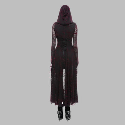 Product Name: Gothic Flame Hooded Lace Dress