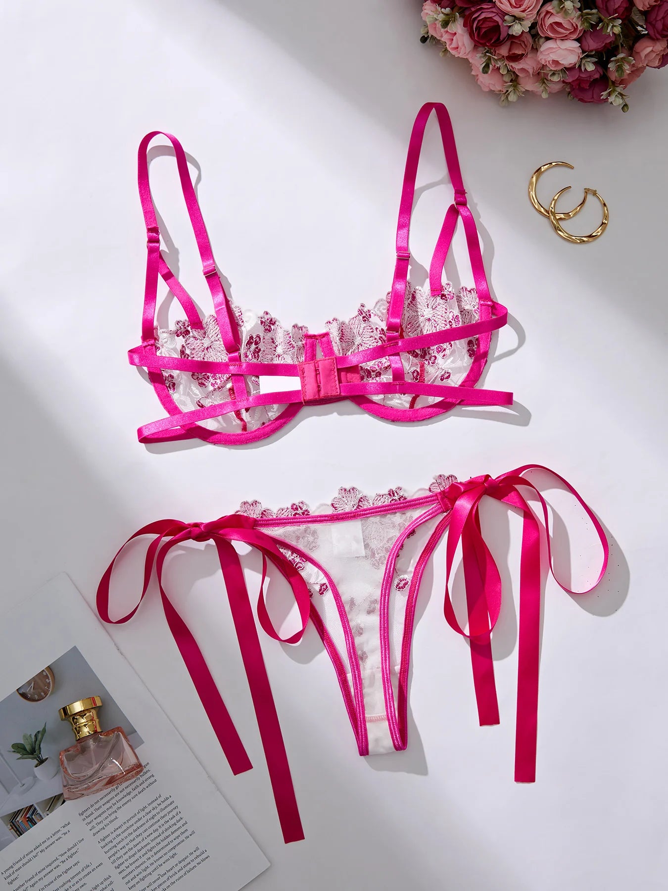 Luxe Floral Satin Lingerie Set