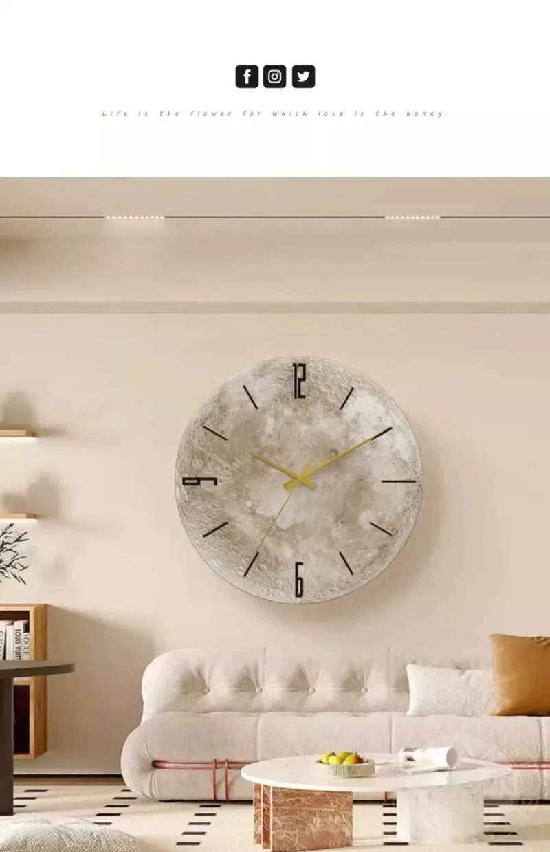 Celestial Sandstone Moon Clock & Light Decor