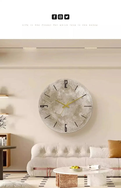 Celestial Sandstone Moon Clock & Light Decor