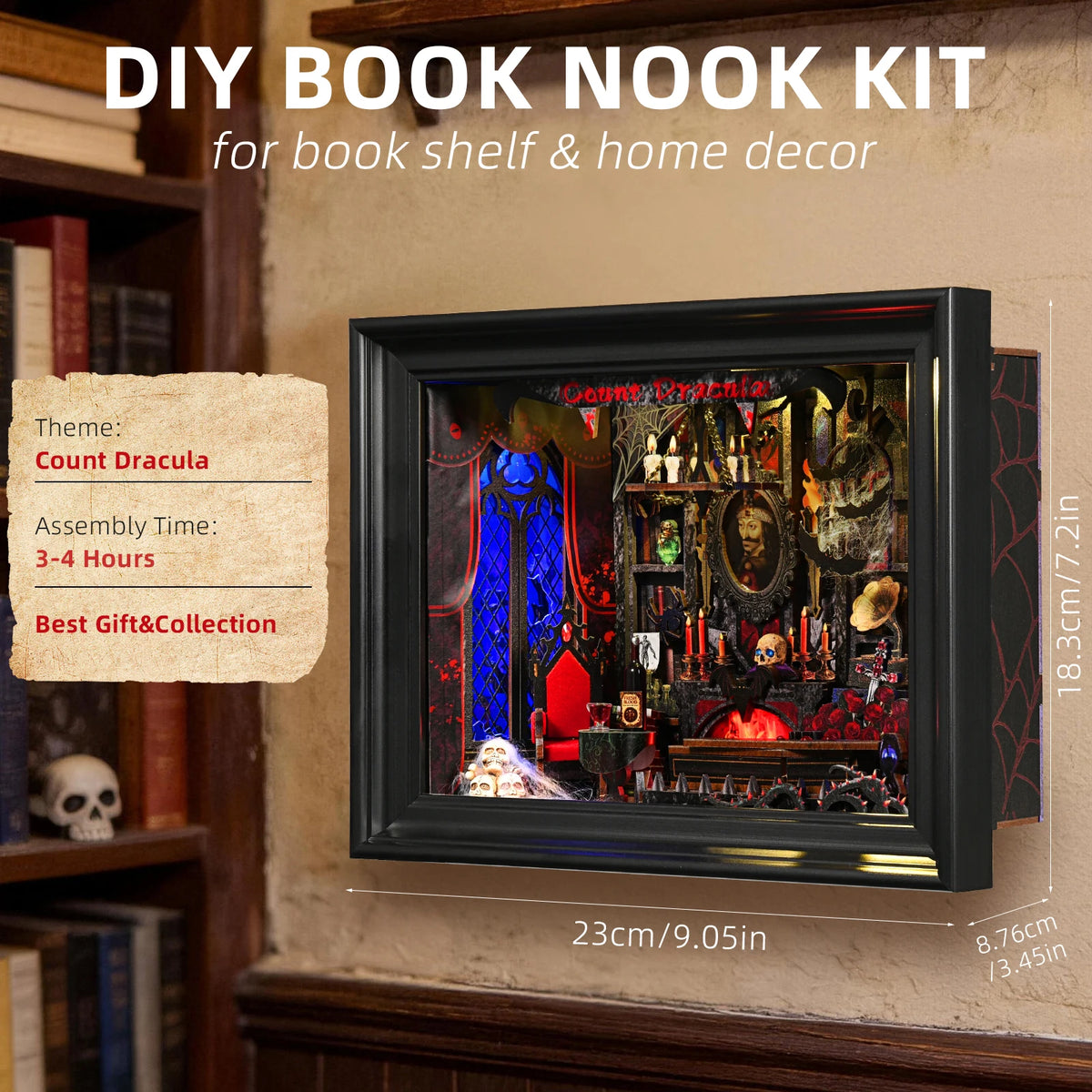 Vampire Book Nook Kit — Dracula Gothic DIY Wooden Puzzle