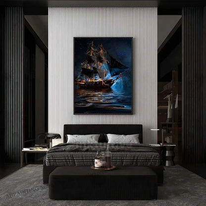 Ghost Ship in the Dark Sea 5D Diamond Painting Arts