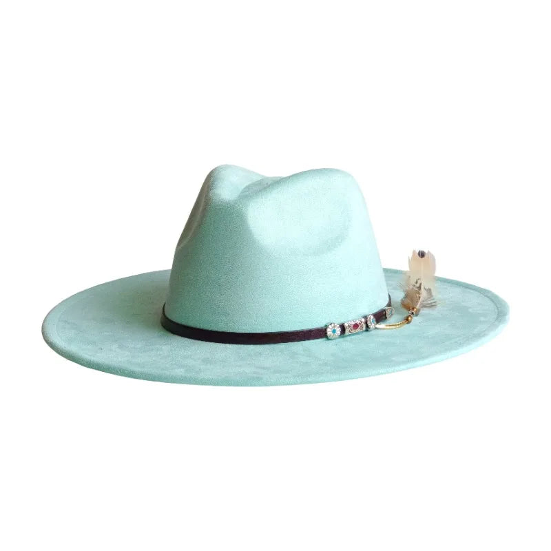 Wide Brim Suede Fedora — 36 Colors