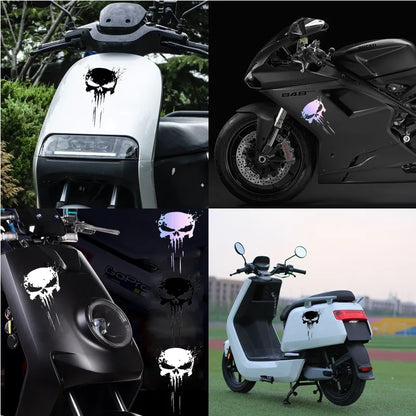 Reflective Skull Decal - Waterproof Motorcycle Accessory