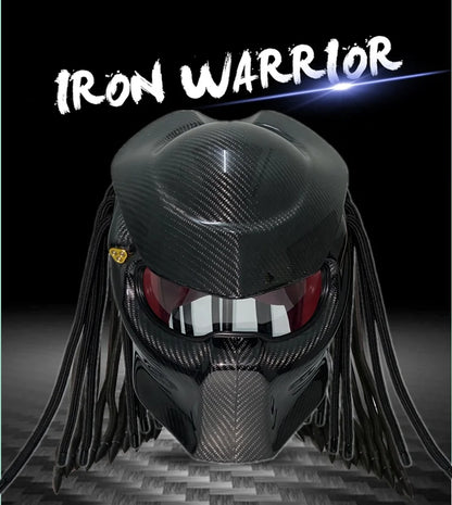 Predator Carbon Fiber Motorcycle Full Face Helmet For Iron Man With Safety Certification