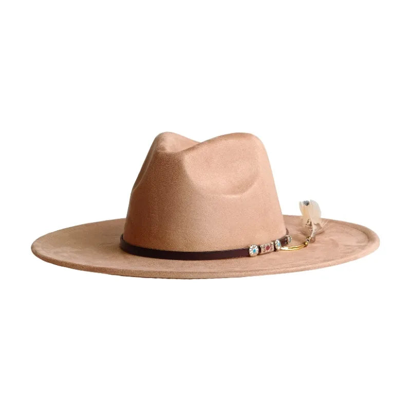 Wide Brim Suede Fedora — 36 Colors