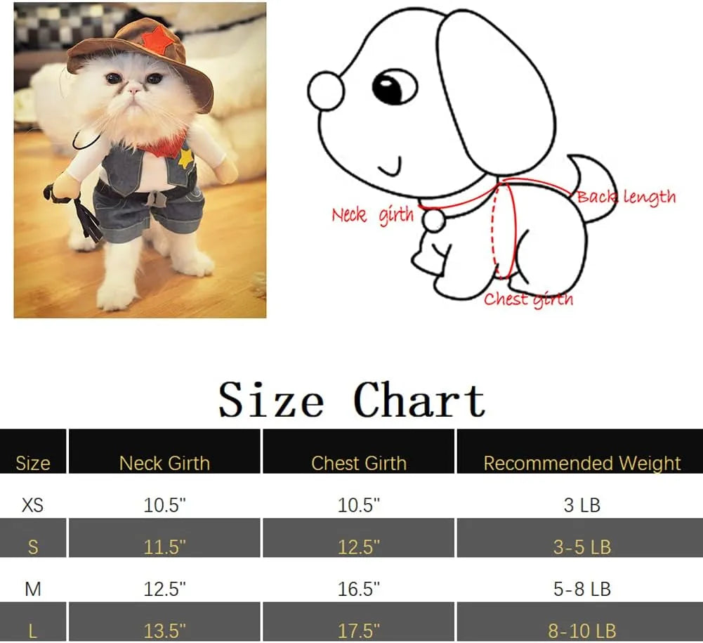 Funny Pet Dog Cat Costume Cowboy Clothes