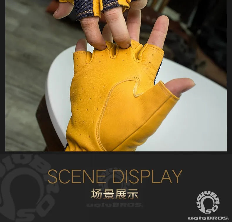 Retro Breeze Half-Finger Motorcycle Gloves