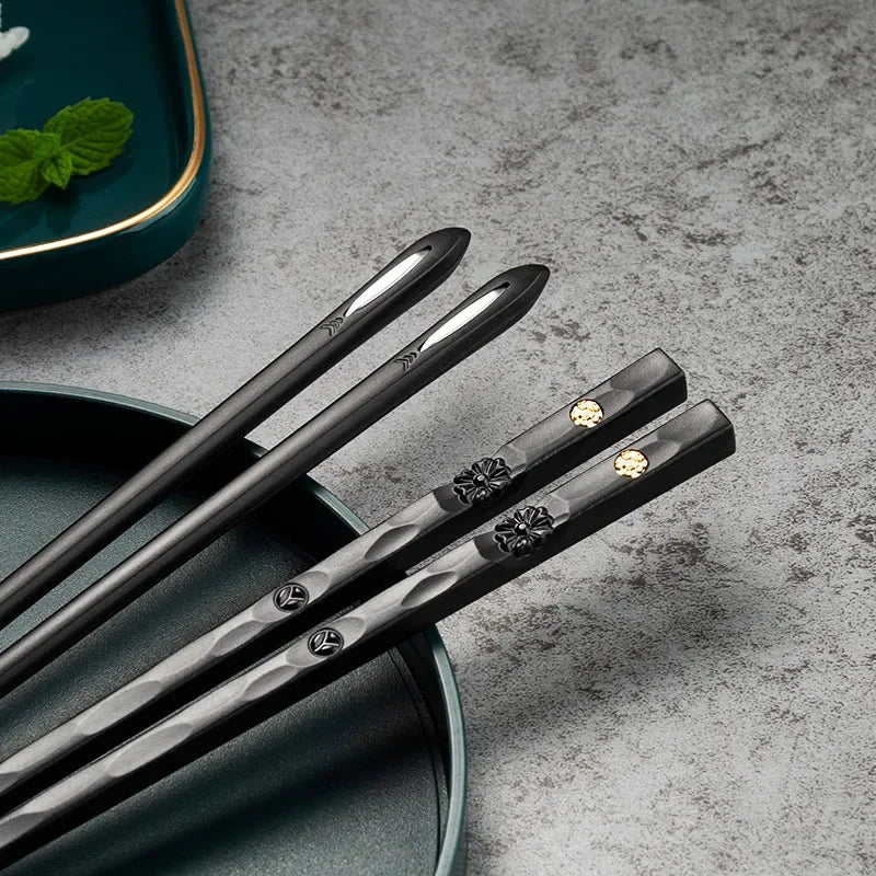 Japanese Non-Slip Chopsticks — 5 Pairs Metal