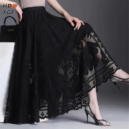 Black Lace Ruffles Tulle Skirt