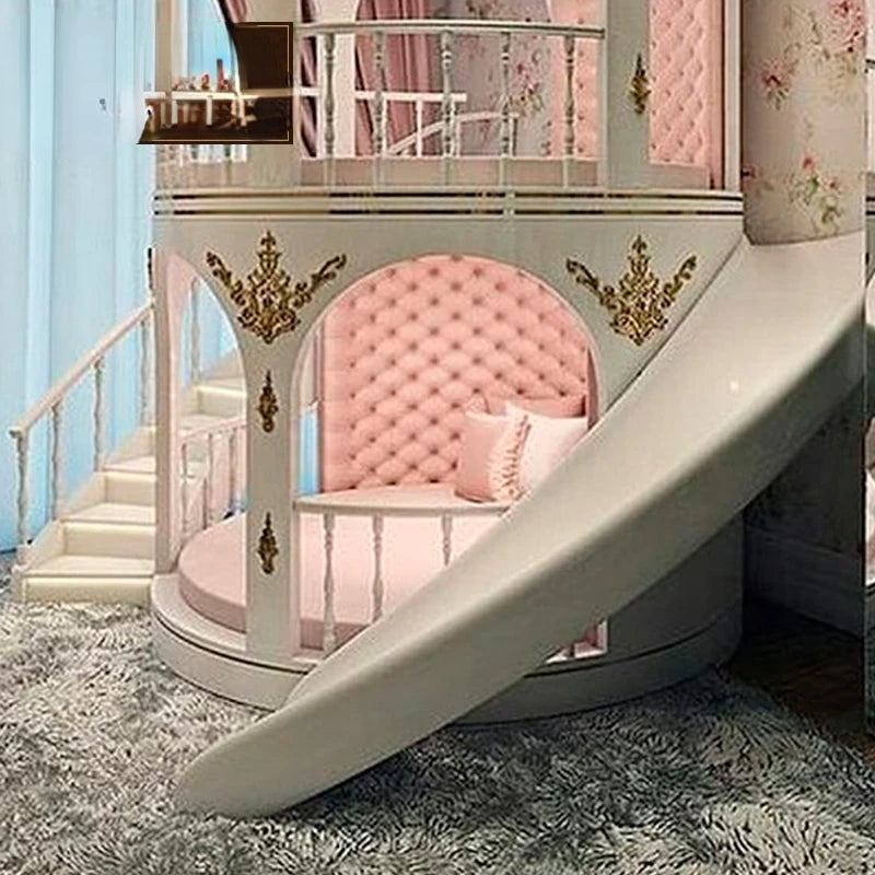 All Solid Wood Girl Castle Princess Round Bed Villa Court