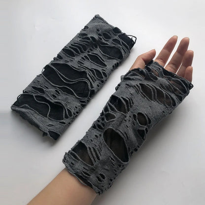 Gothic Black Fingerless Long Glove