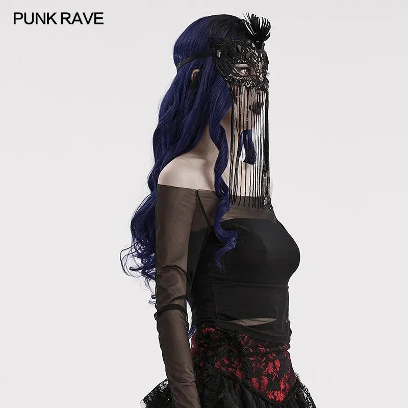 Gothic Fringed Lace Coffin Eye Mask