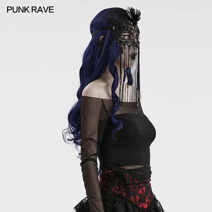 Gothic Fringed Lace Coffin Eye Mask