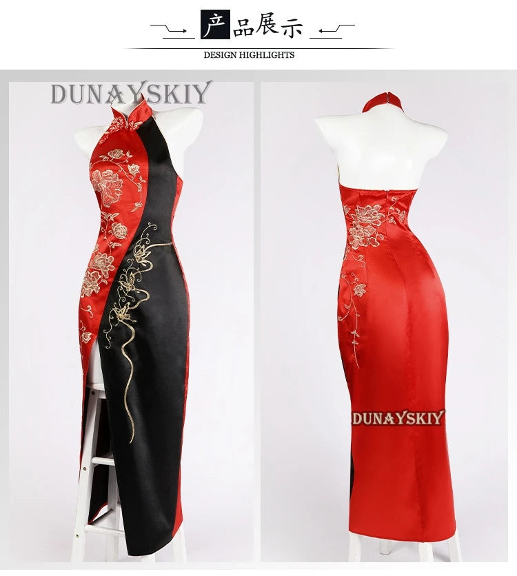 Ada Wong Evil Cheongsam Cosplay Costume Set