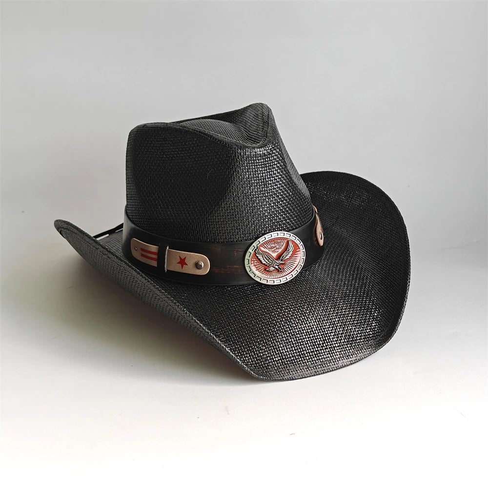 Western Cowboy Hat — Unisex Straw Wide Brim