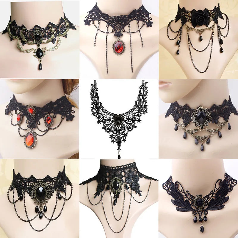 Gothic Victorian Black Lace Necklace