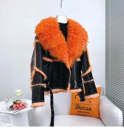 Women Girl Rabbit Fur Warm Coats