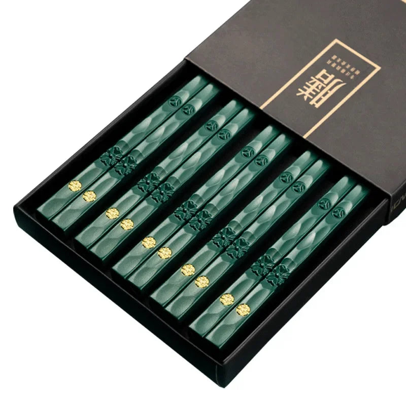 Japanese Non-Slip Chopsticks — 5 Pairs Metal