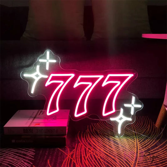 777 Video Gaming red  Sign Glass Neon Light