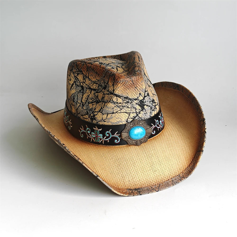 Western Cowboy Hat — Unisex Straw Wide Brim