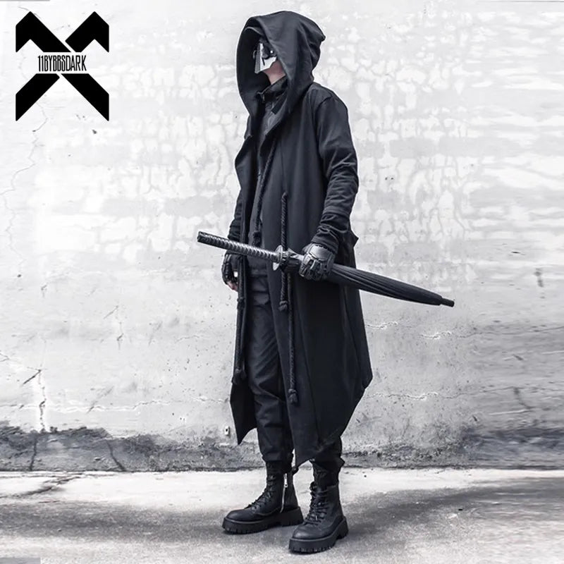 Black Hooded Wizard Trench Coat