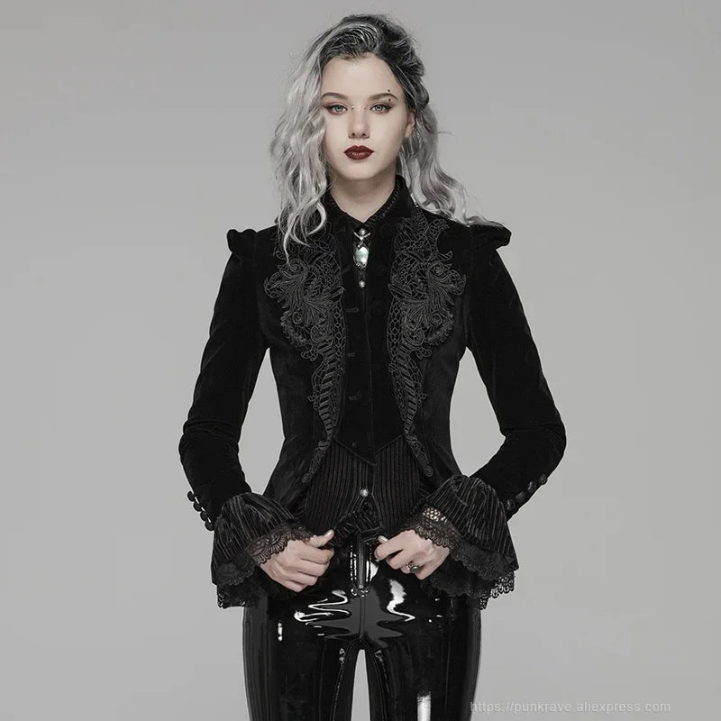 Gothic Puff Long Sleeved Black Short Coat