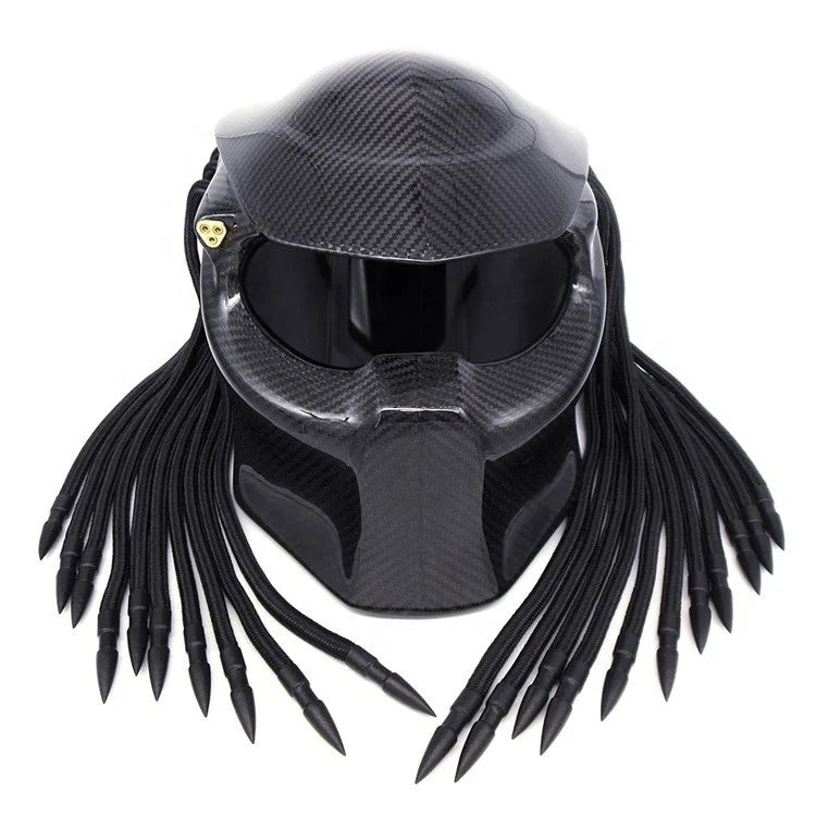 Predator Carbon Fiber Motorcycle Full Face Helmet For Iron Man With Safety Certification