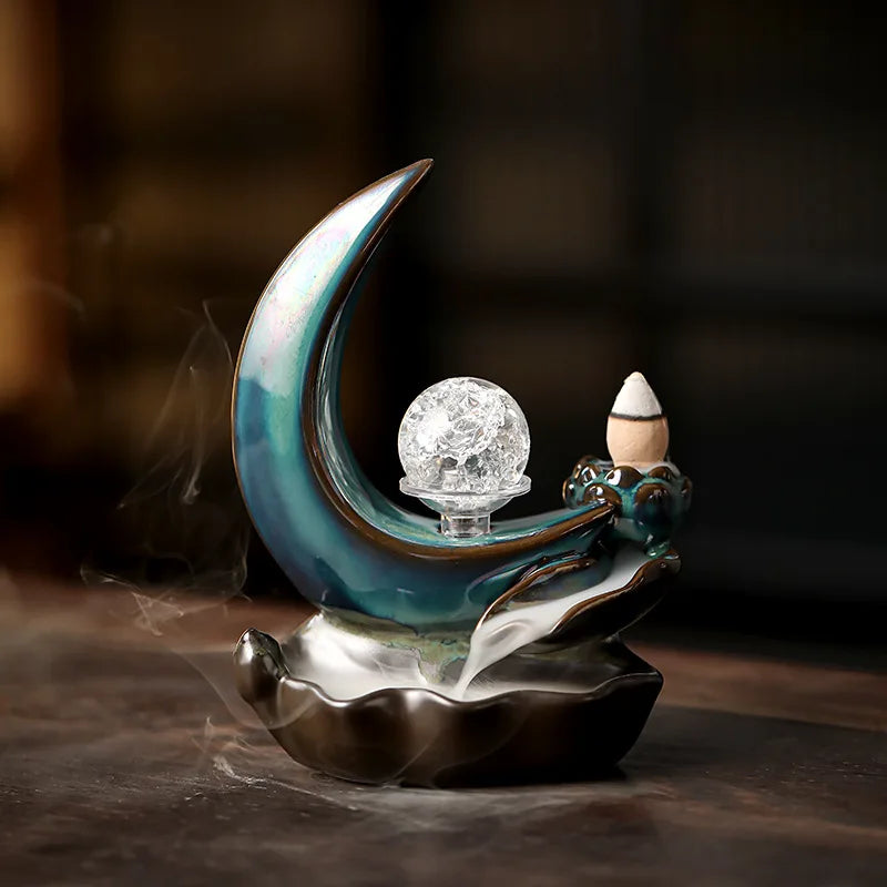 Zen Moon Ceramic Incense Plate - Aromatic Home Decor