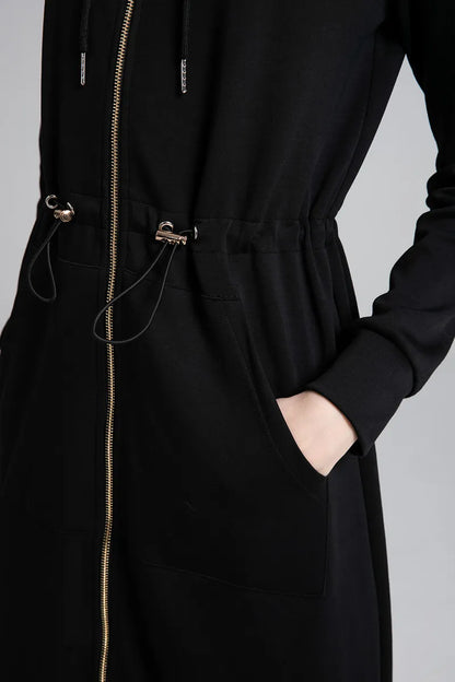 casual hoodie sweatshirt gold zipper dress