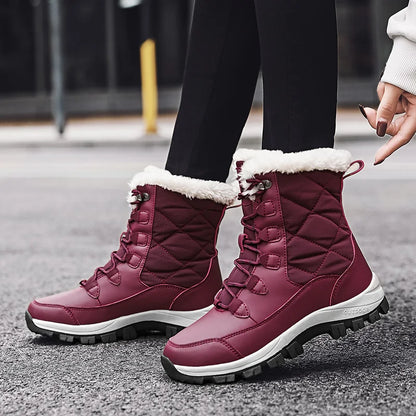 Moipheng Ankle Boots Women Winter Shoes Keep Warm Non-slip Black Snow Boots Ladies Lace-up Plus Size 41 Boots Chaussures Femme