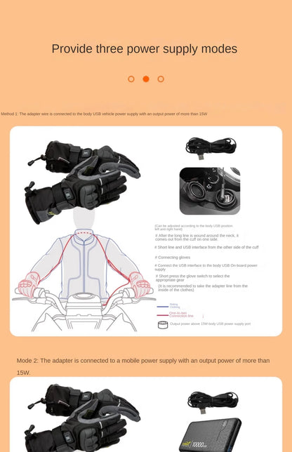 LOBOO Winter Touchscreen Heated Riding Gloves