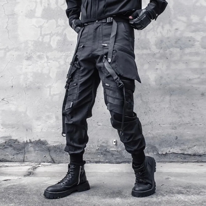 Cargo Pants Men Fashion Tactical Ribbons Design