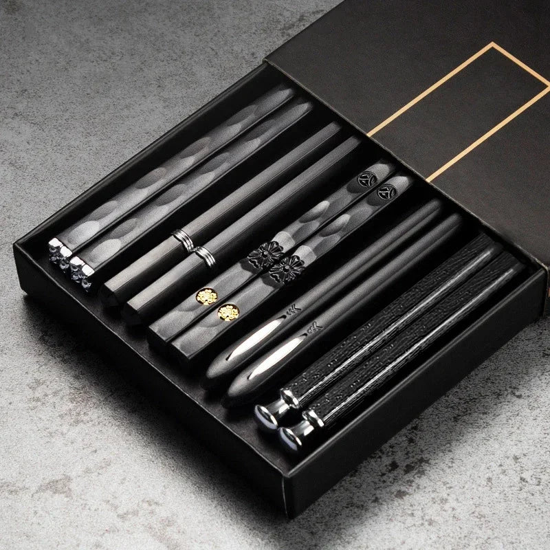 Japanese Non-Slip Chopsticks — 5 Pairs Metal