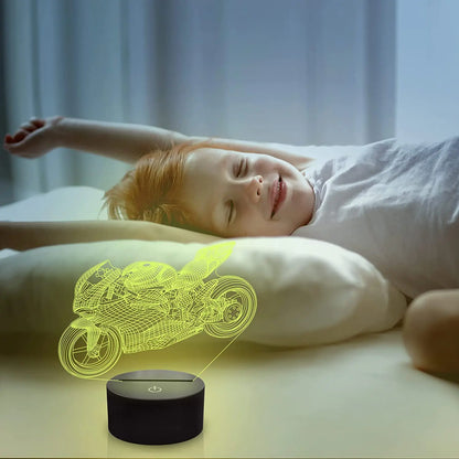 3D Motorcycle LED Lamp - Kids' Room Decor Gift