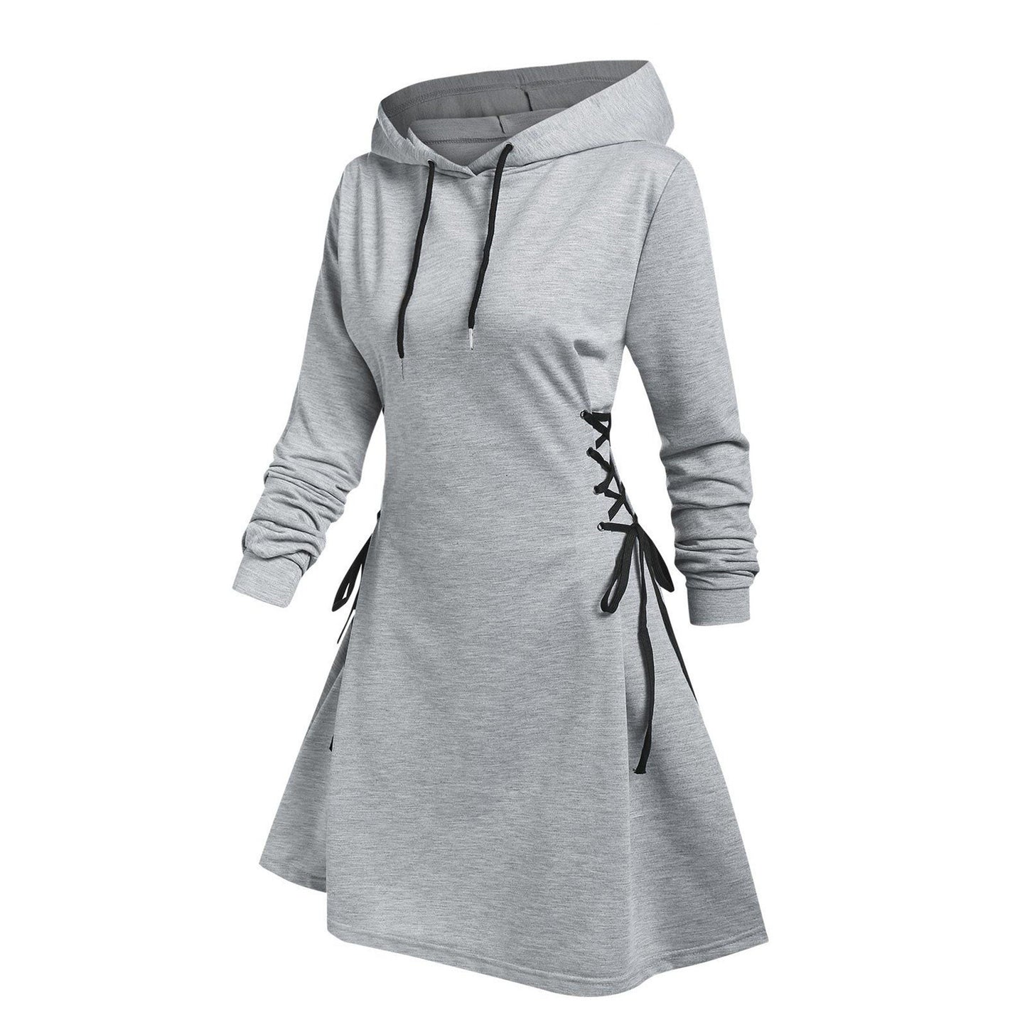 Cozy V-Neck Tie-Waist Hoodie Dress for Women